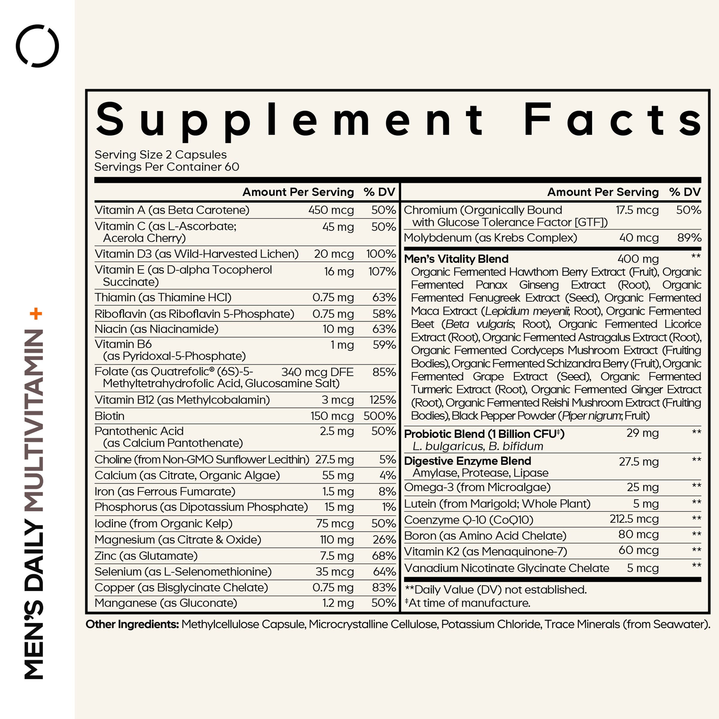 Men's Fermented Multivitamin - 120 Capsules (60 Servings)